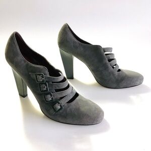 Enzo Angiolini Calandra Gray Suede Buckle Pumps